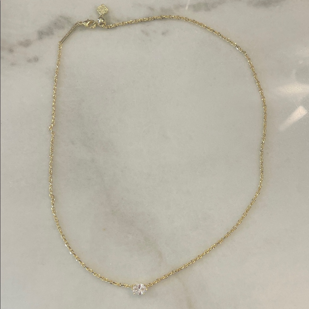 Kendra Scott Cailin Gold Pendant Necklace in White CZ